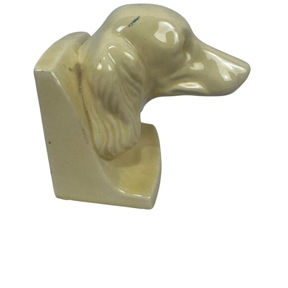 Vintage Yellow Ceramic Dog Head Figurine Made In USA With Distressed Finish - Picture 7 of 8